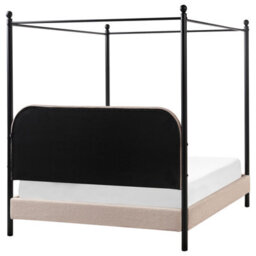 Beliani Four Poster Bed Boucle Dannemois 140 X 200 Cm (Eu Double) Taupe - thumbnail 6