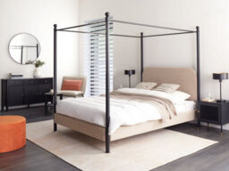 Beliani Four Poster Bed Boucle Dannemois 140 X 200 Cm (Eu Double) Taupe - thumbnail 2