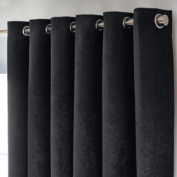 Luxury Living Chenille Blackout Ring Top Eyelet Curtains 229Cm X 229Cm Black - thumbnail 2