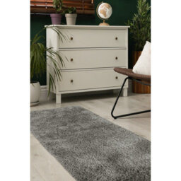 Melrose Super Soft Washable Shaggy Grey Area Runner Rug 067/180Cm - thumbnail 1