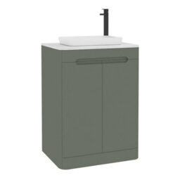 Royal Bathrooms Venice 600mm Sage Green Freestanding Bathroom Countertop Vanity Unit 2 Door With Qubix Basin - thumbnail 7