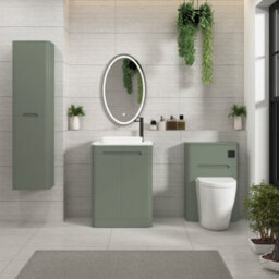 Royal Bathrooms Venice 600mm Sage Green Freestanding Bathroom Countertop Vanity Unit 2 Door With Qubix Basin - thumbnail 4