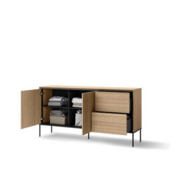 Arte Elegant Oak Linear Sideboard H850mm W1670mm D410mm - Modern Design With Push-To-Open Drawers - thumbnail 3
