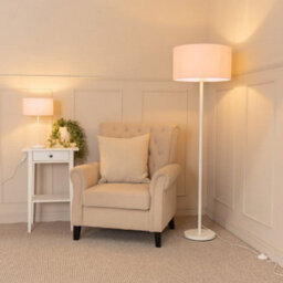 Valuelights Charles White Floor Lamp With Blush Drum Shade And Bulb - thumbnail 7