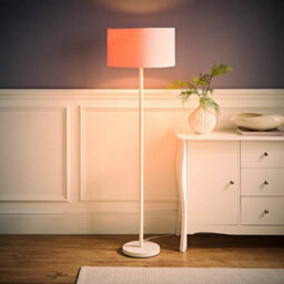 Valuelights Charles White Floor Lamp With Blush Drum Shade And Bulb - thumbnail 3