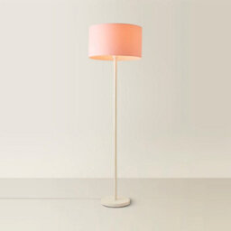 Valuelights Charles White Floor Lamp With Blush Drum Shade And Bulb - thumbnail 4