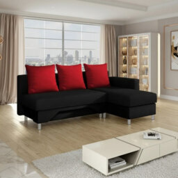 Tom M Corner Sofa Bed With Sleeping Function Chipboard Frame Hr Foam Bonell Springs Storage Black And Red Right