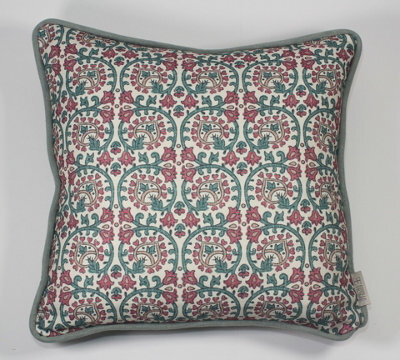 Esselle Home Veda Linen Teal/raspberry Cushion - image 1