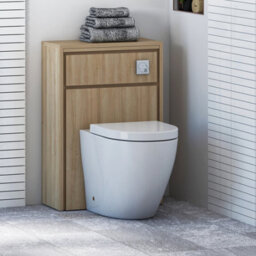 Royal Bathrooms Livora 555mm Natural Oak Btw Wc Unit With Elva Rimless Toilet Pan & Seat, Cistern