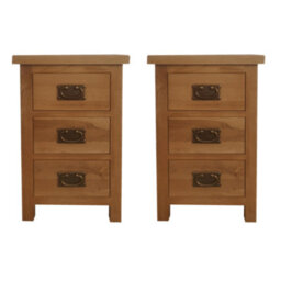 Home Furniture Group Oakcroft Swr1 Rustic Medium Wood 3-Drawer Bedside Table Fully Assembled With Dark Metal Handles - thumbnail 9