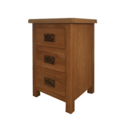 Home Furniture Group Oakcroft Swr1 Rustic Medium Wood 3-Drawer Bedside Table Fully Assembled With Dark Metal Handles - thumbnail 6