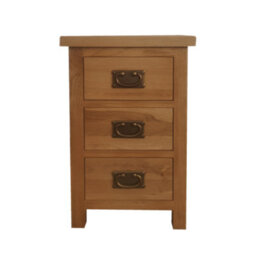 Home Furniture Group Oakcroft Swr1 Rustic Medium Wood 3-Drawer Bedside Table Fully Assembled With Dark Metal Handles - thumbnail 3