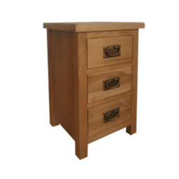 Home Furniture Group Oakcroft Swr1 Rustic Medium Wood 3-Drawer Bedside Table Fully Assembled With Dark Metal Handles - thumbnail 1