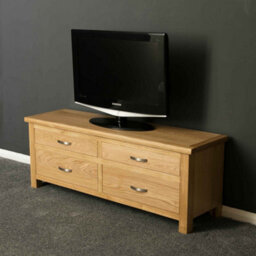 London Oak Low 4 Drawer Chest Fully Assembled - By Roseland Furniture - thumbnail 4