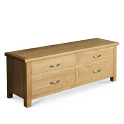 London Oak Low 4 Drawer Chest Fully Assembled - By Roseland Furniture - thumbnail 1