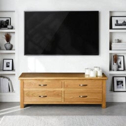 London Oak Low 4 Drawer Chest Fully Assembled - By Roseland Furniture - thumbnail 2