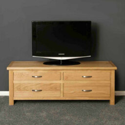 London Oak Low 4 Drawer Chest Fully Assembled - By Roseland Furniture - thumbnail 3