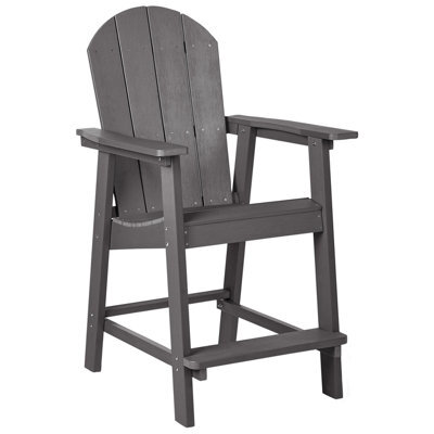 Beliani Garden Bar Chair Adirondack Synthetic Material Dark Grey - image 1
