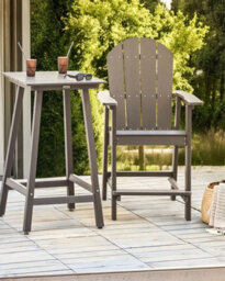 Beliani Garden Bar Chair Adirondack Synthetic Material Dark Grey - thumbnail 2