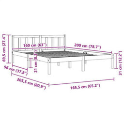810093 Vidaxl Bed Frame Without Mattress White Solid Wood 160X200 Cm Bed Frames - thumbnail 3