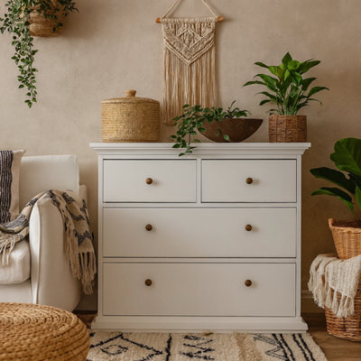 Wyld Haus Osaka Farmhouse 4-Drawer White Wooden Chest With Gloss Finish - image 1