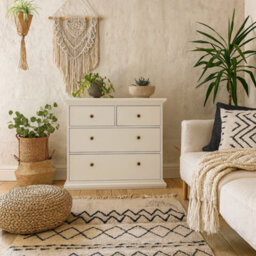 Wyld Haus Osaka Farmhouse 4-Drawer White Wooden Chest With Gloss Finish - thumbnail 2