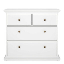 Wyld Haus Osaka Farmhouse 4-Drawer White Wooden Chest With Gloss Finish - thumbnail 4