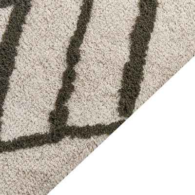 Beliani Rug Yesilkoy Dark Green 160 X 230 Cm Cotton - image 1