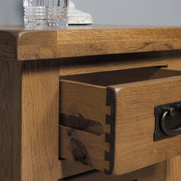 Elm Home And Garden Rustic Oak Wooden 3 Drawer Bedside Cabinet Table 62Cm High X 47Cm Wide X 37Cm Deep Fully Assembled - thumbnail 7