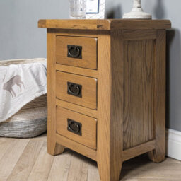 Elm Home And Garden Rustic Oak Wooden 3 Drawer Bedside Cabinet Table 62Cm High X 47Cm Wide X 37Cm Deep Fully Assembled - thumbnail 4