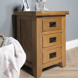 Elm Home And Garden Rustic Oak Wooden 3 Drawer Bedside Cabinet Table 62Cm High X 47Cm Wide X 37Cm Deep Fully Assembled - thumbnail 3