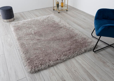 A.unique Home Silver Shaggy Rugs For Living Room Bedroom 120Cm X 170Cm - image 1