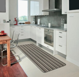 Silver Striped 8mm Thick Rectangle Mat For Living Room, Bathroom, Kitchen, Easy To Clean Striped Mat - 50Cm X 80Cm - thumbnail 4