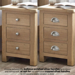 Oakham Premium Hudson Limed Oak 3 Drawer Bedside Unit - thumbnail 4