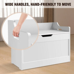 Large Wooden Storage Ottoman Bench Toy Chest Box - thumbnail 5