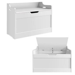 Large Wooden Storage Ottoman Bench Toy Chest Box - thumbnail 4