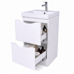 D Pro T Bathrooms 500mm Vanity Unit High Gloss White Freestanding Bathroom Cabinet With Ceramic Basin & Soft Close Drawer - thumbnail 7