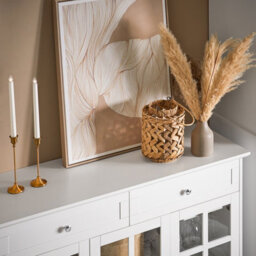 Sobuy Fsb77-W, Sideboard With 2 Drawers And 3 Glass Doors Storage Cabinet Cupboard Sideboard,white,w119Xd40Xh90 - thumbnail 6