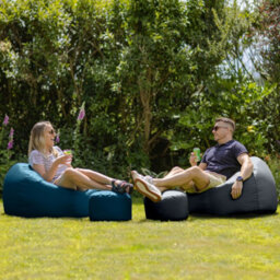 Icon Kingston Adult Classic Indoor Outdoor Bean Bag & Square Footstool Pouffe Teal - thumbnail 3