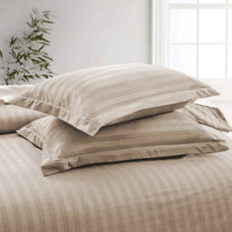Ameha Stripe Duvet Set With Pillowcase Reversible Bedding & Soft Microfiber Cover Beige Double Size 200X200Cm - thumbnail 4
