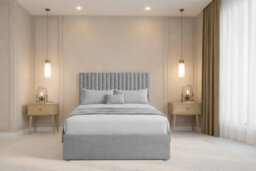 "Nexus Amalfi Silver Plush Divan Bed Base No Drawers With 26"" Strutted Headboard 4' Small Double" - thumbnail 2