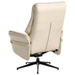Wyld And Coco Beige Retro Recliner Armchair With Matching Footstool, Swivel And Recline - Vegan Eco Leather - thumbnail 7