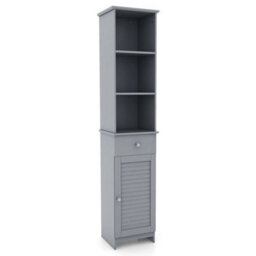 164 Cm Tall Bathroom Organizer W/ Adjustable Shelves & Drawer Grey - thumbnail 6