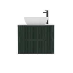 Royal Bathrooms Avenza 600mm Deep Moss Green Wall Hung Bathroom Countertop Vanity Unit 2 Drawer With Elva Basin - thumbnail 6