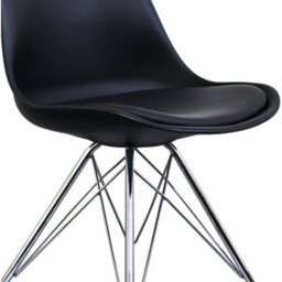 Fusion Living Soho Black Plastic Dining Chair With Chrome Metal Legs - thumbnail 3