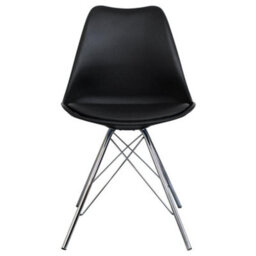 Fusion Living Soho Black Plastic Dining Chair With Chrome Metal Legs - thumbnail 7