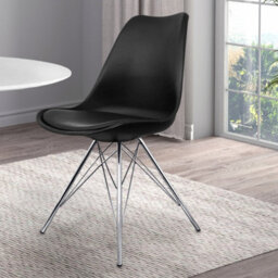 Fusion Living Soho Black Plastic Dining Chair With Chrome Metal Legs - thumbnail 2