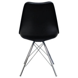 Fusion Living Soho Black Plastic Dining Chair With Chrome Metal Legs - thumbnail 4