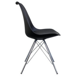 Fusion Living Soho Black Plastic Dining Chair With Chrome Metal Legs - thumbnail 6