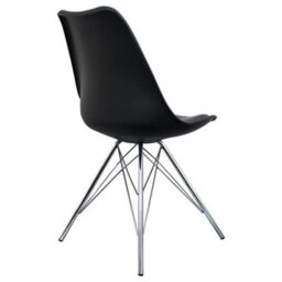 Fusion Living Soho Black Plastic Dining Chair With Chrome Metal Legs - thumbnail 5